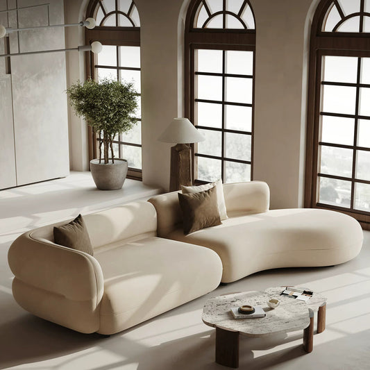 Modern Upholstered Oversized Sectional Sofa, 110-Inch 4-Seater Extra Deep & Wide Seat Curved Cloud-Feel Couchs