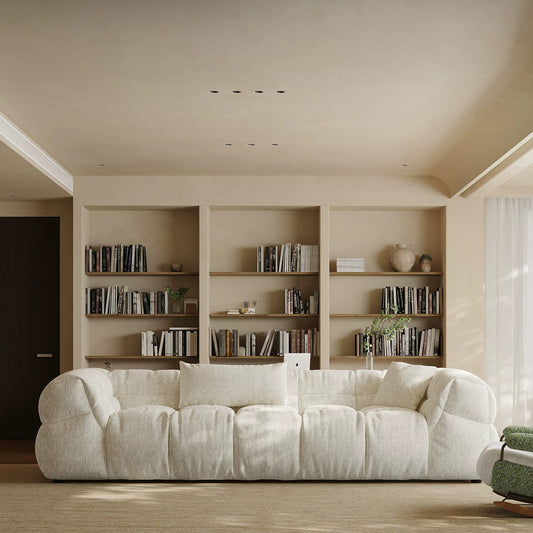 111.81" Sofa Cloud-Feel Couch, Modern Comfy Sofa Deep Seat Couch, Oversized 3-Seater Chenille Couches