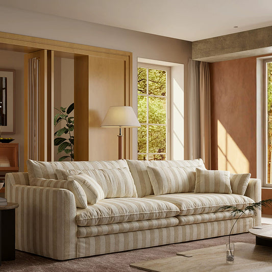 102.36" 3-Seater Linen Sofa, Modern Cloud-Feel Couch with Deep Seat