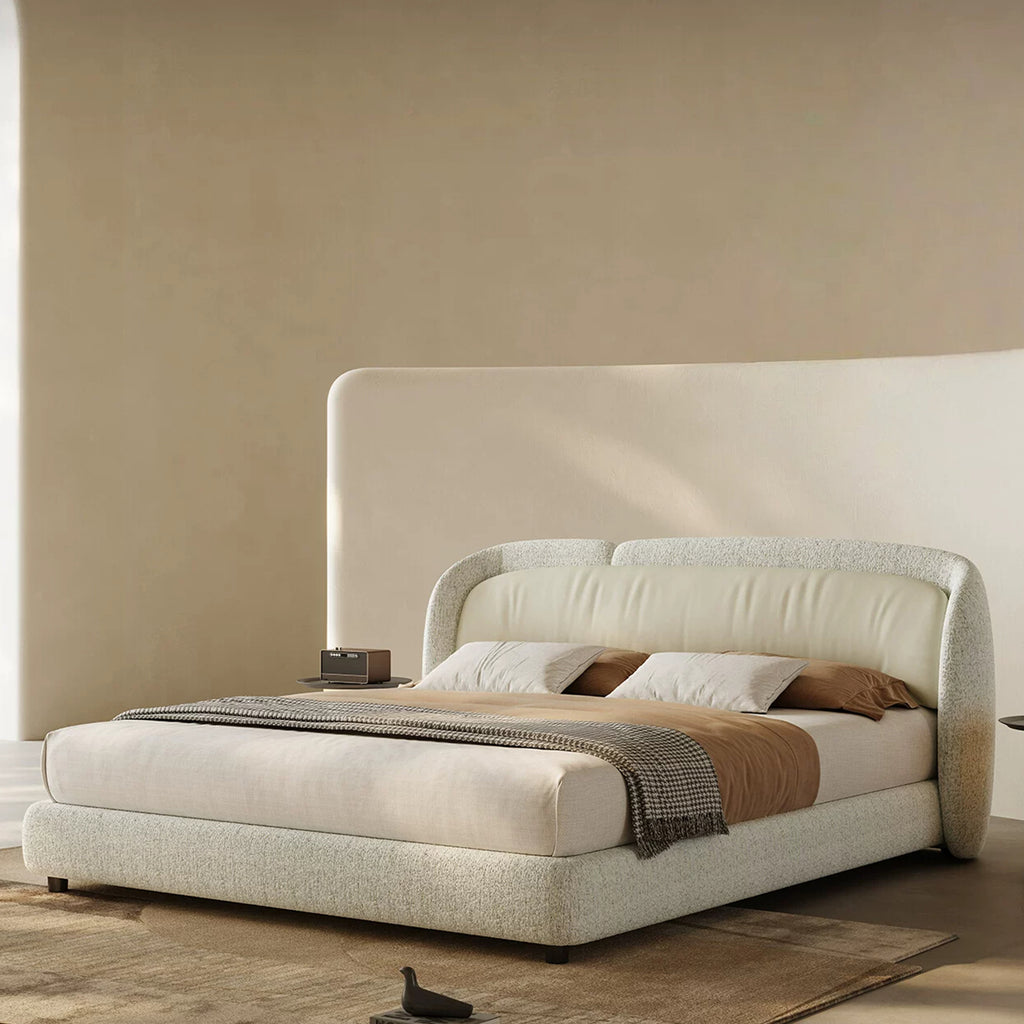 Upholstered Queen Size Bed Frame with Wingback Headboard, Modern Queen Bed Frame and Headboard, Wooden Slats Support, Easy Assembly, No Box Spring Needed