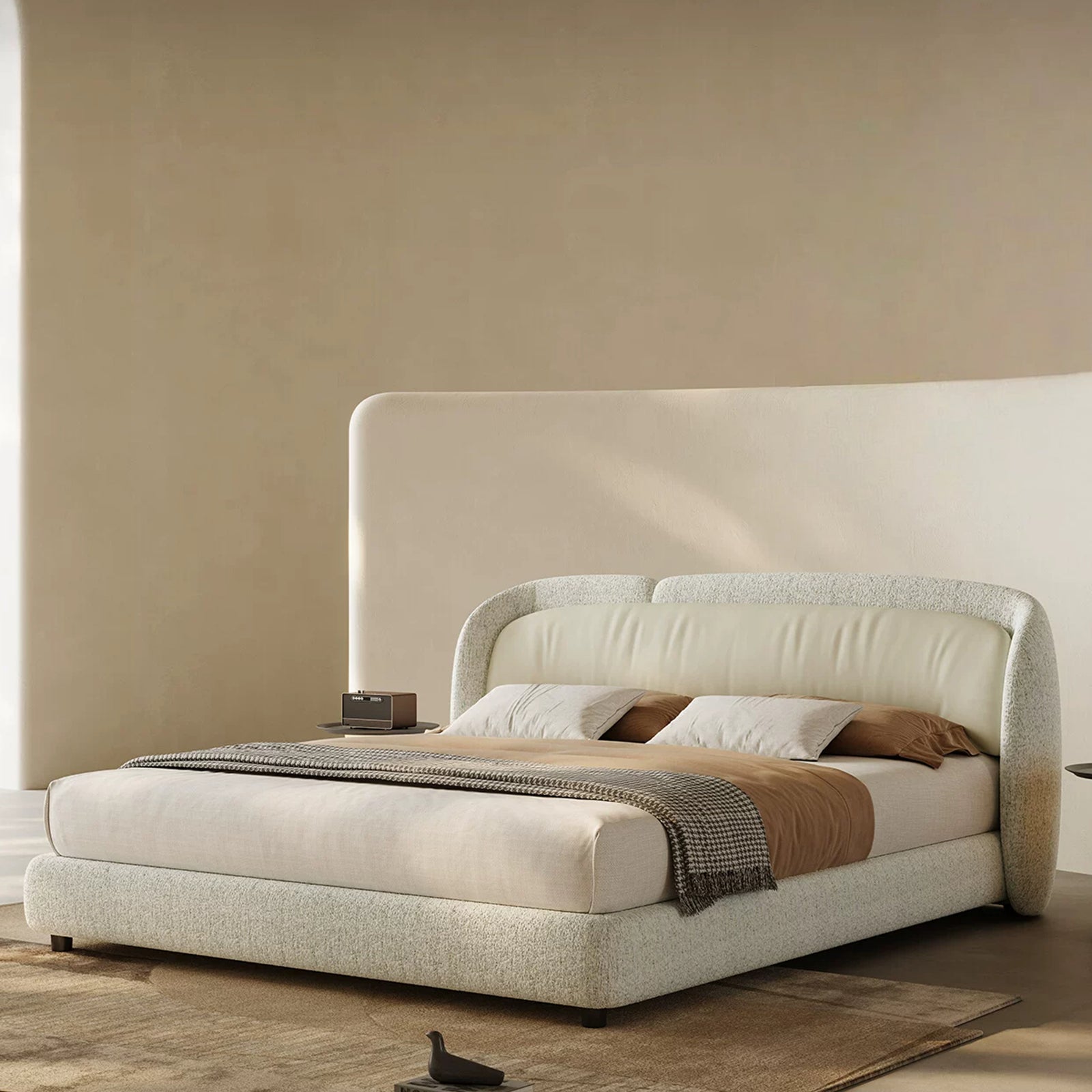Upholstered Queen Size Bed Frame with Wingback Headboard, Modern Queen Bed Frame and Headboard, Wooden Slats Support, Easy Assembly, No Box Spring Needed