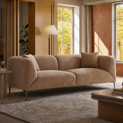 82.68-inch brown corduroy modular 2-seater sofa, modern armchair fabric sofa, with leg supports and cushions, with a load capacity of 2000 pounds, sturdy and durable, minimalist design, suitable for living rooms and apartments
