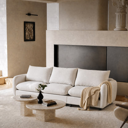 99.5" White Sectional Sofa – 3-Seat Lounge Sleeper, Heavy Duty 2000lbs