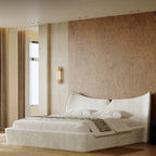 Modern Upholstered Platform Bed with Linen Headboard, Queen Size Wood Floor Bed Frame with High Wingback, No Box Spring Needed, Easy Assemble