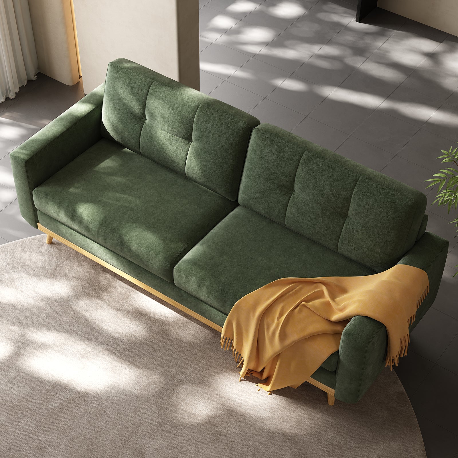 67.7” Loveseat Sofa, Mid Century Modern Decor Love Seat Couches for Living Room, Button Tufted Upholstered Small Couch for Bedroom, Solid and Easy to Install Furniture