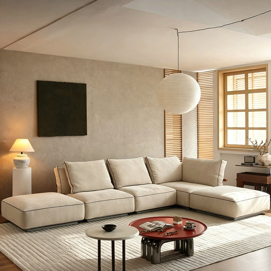111.81" Sofa Cloud-Feel Couch, Modern Comfy Sofa Deep Seat Couch, Oversized 3-Seater Chenille Couches