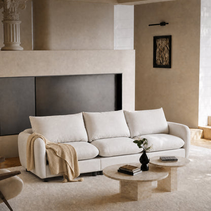 99.5" White Sectional Sofa – 3-Seat Lounge Sleeper, Heavy Duty 2000lbs