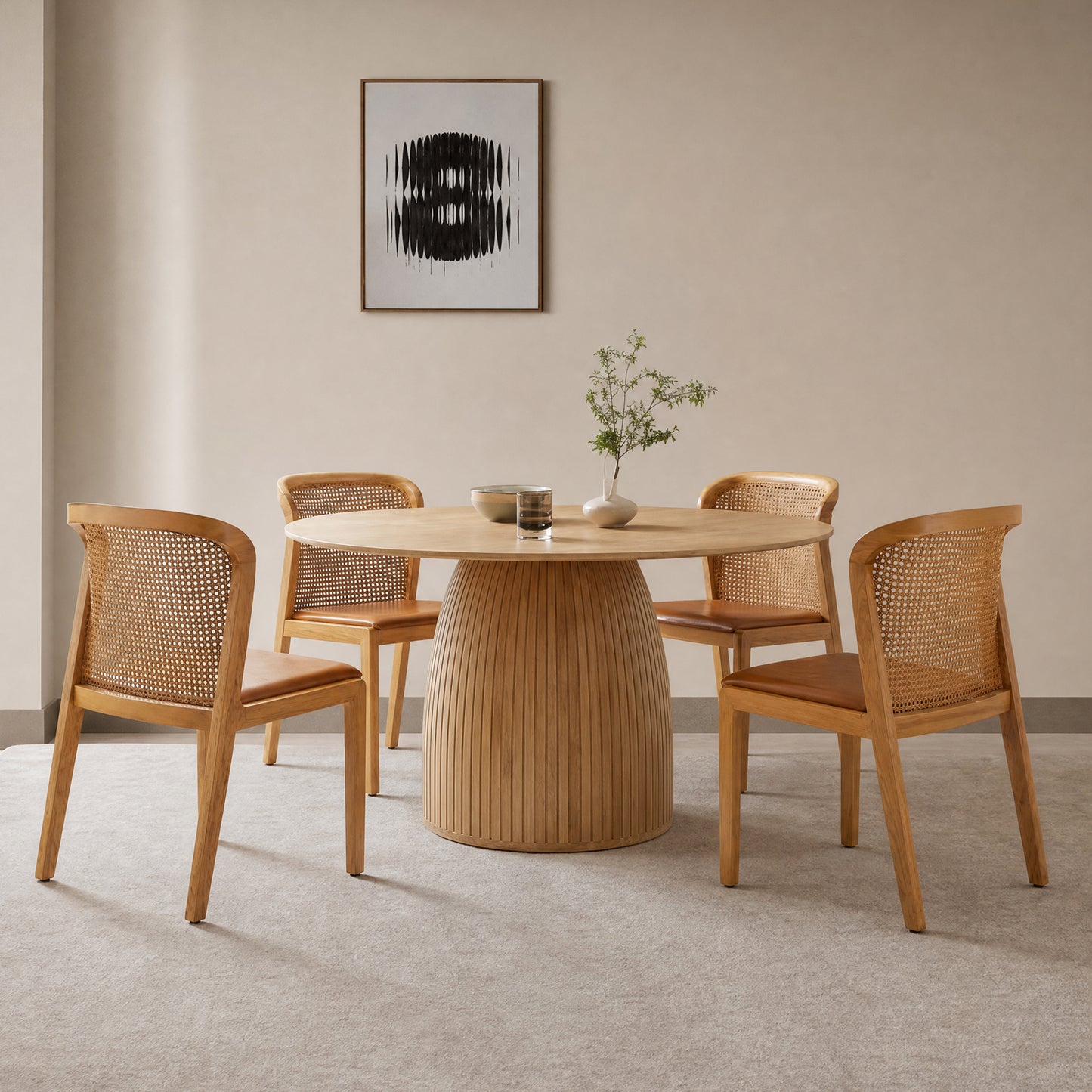 Round Dining Table Modern Wood Kitchen Table 47.24" Circular Tabletop for Leisure Coffee Table OAK.