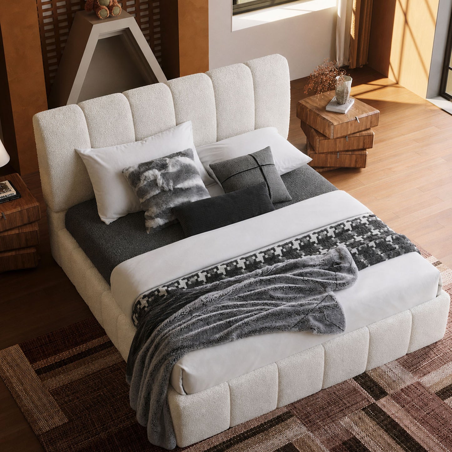 Tufted Teddy Velvet High-Weight Silent Platform Bed