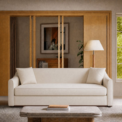 75.78-inch white double sofa - a reclining sofa, equipped with two throw pillows, no assembly required, capable of supporting up to 2000 pounds