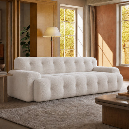 White 88-inch cloud sofa with armrests, capable of supporting 2000 pounds, no assembly required, a comfortable and relaxing recliner, suitable for living rooms and bedrooms.