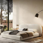 Queen Size Cloud-Feel Bed Frame, White Upholstered Platform Bed Frame with Soft Headboard, Thickened Footboard, Rounded Corners, No Box Spring Required, Easy Assembly