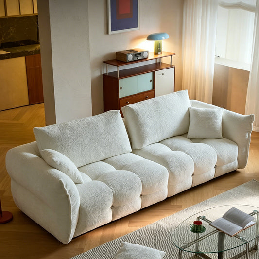 110.24" Chenille Sofa Cloud-Feel Couch, Modern Comfy Sofa Deep Seat Couch with Solid Wood Frame