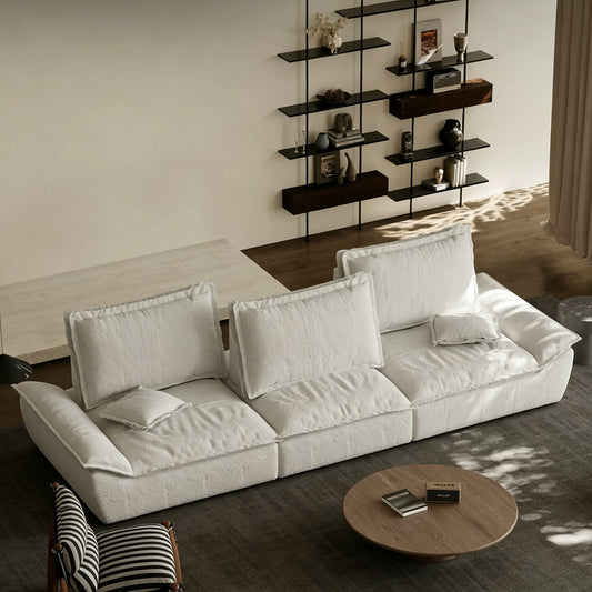 110.24" Oversized Deep Seat Sofa, Beige Modern Cloud-Feel Sailboat Couch, Large 3 Seater Sofa