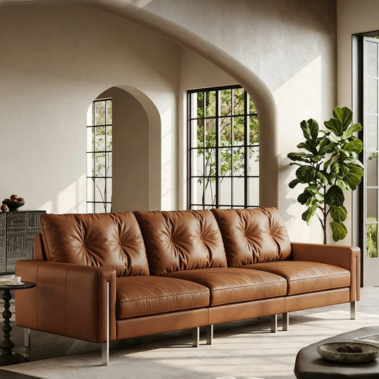 Modern Faux Leather Sofa 110.24" for Three, Simple and Fashionable Design