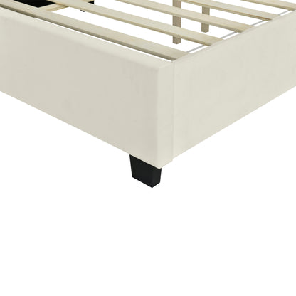 Channel Tufted Wall Mount Bed with Detachable Floating Side Shelves