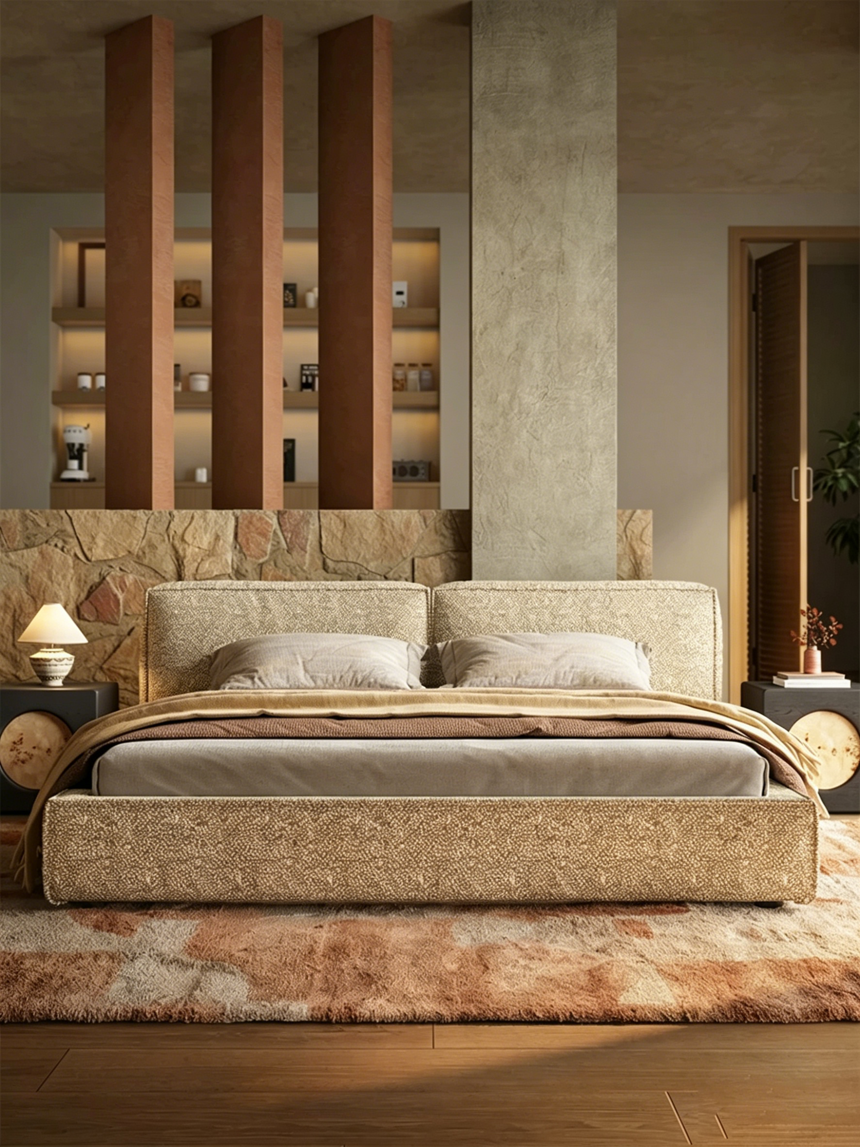 Queen Size Linen Upholstered Platform Bed Frame, Modern Style Cloud-Feel Bed with Low Profile Headboard, No Box Spring Needed, Beige