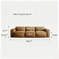 air Leather 3 Piece Sofa in Camel - Faux Leather 3 Seater Couch - Comfy Mid Century Modern Sofa for Living Room, Apartment