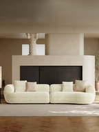 110” Modern Curved Sofa,Oversized Cloud-Feel Couch with Deep Seat, Linen Fabric, Upholstered Couch for Living Room Apartments Bedroom