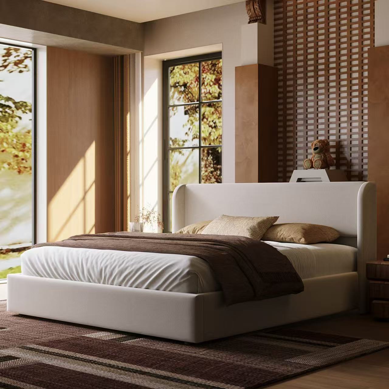 Queen Size Boucle Cloud-Feel Bed Frame