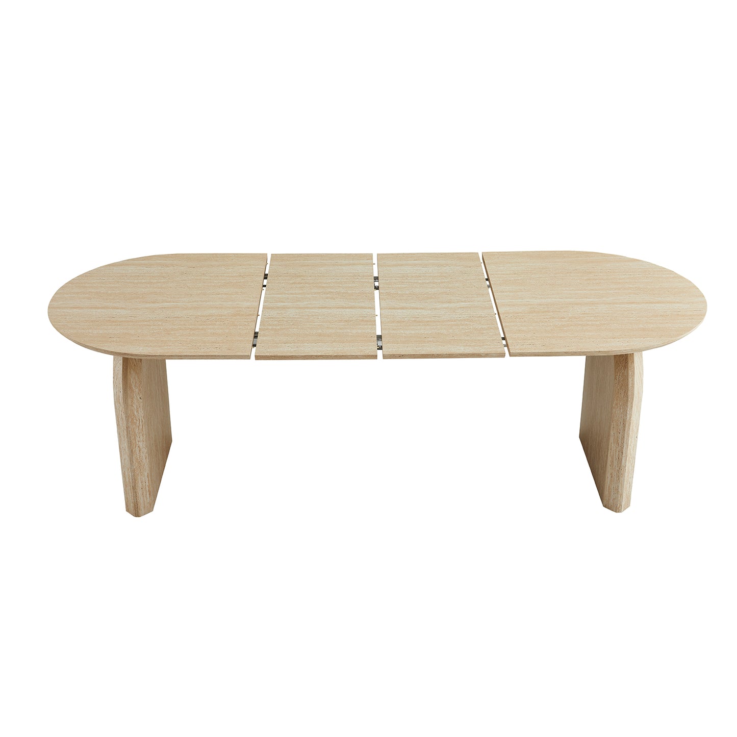 Wood Extendable Dining Table, Modern Oval Kitchen Table with Stylish Dual - Pillar Design