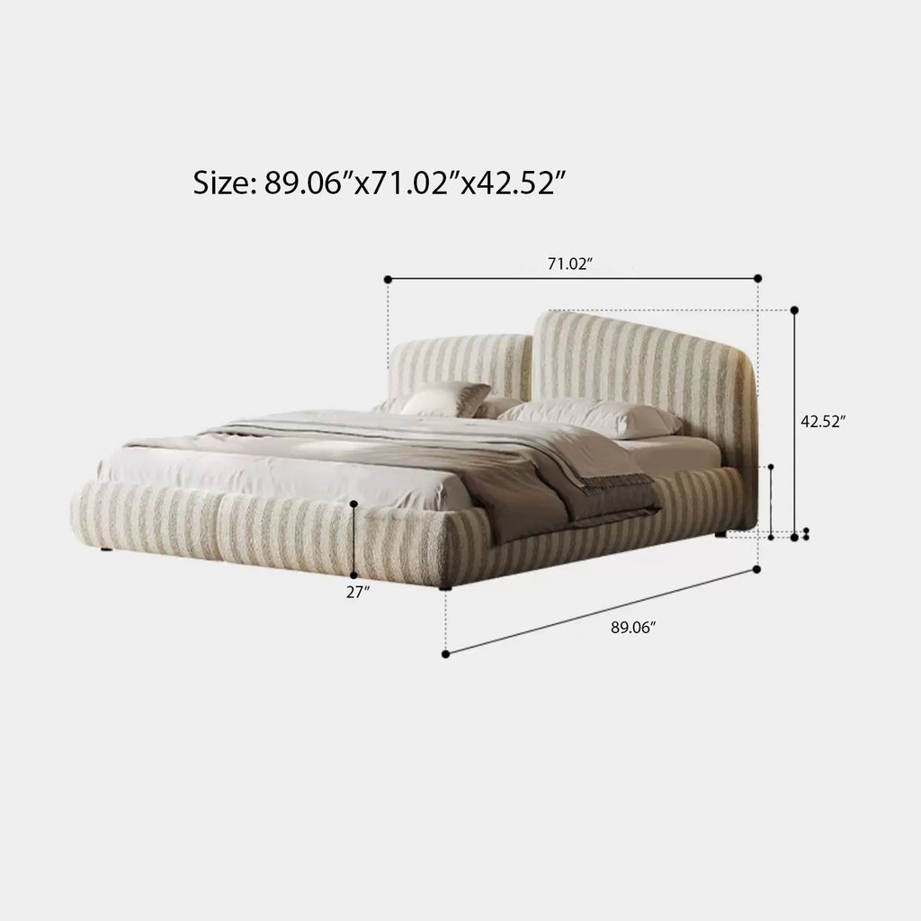 Queen Size Bed Frame, Upholstered Cloud-Feel Platform Beds Frames with Headboard, Anti-Collision Soft Rounded Corners Footboard, No Box Spring Required, Easy Assembly