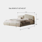 Queen Size Bed Frame, Upholstered Cloud-Feel Platform Beds Frames with Headboard, Anti-Collision Soft Rounded Corners Footboard, No Box Spring Required, Easy Assembly
