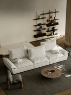 110.24" Oversized Deep Seat Sofa, Beige Modern Cloud-Feel Sailboat Couch, Large 3 Seater Sofa for Living Room Bedroom Apartment Office