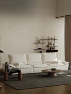 110.24" Oversized Deep Seat Sofa, Beige Modern Cloud-Feel Sailboat Couch, Large 3 Seater Sofa for Living Room Bedroom Apartment Office