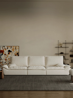 110.24" Oversized Deep Seat Sofa, Beige Modern Cloud-Feel Sailboat Couch, Large 3 Seater Sofa for Living Room Bedroom Apartment Office