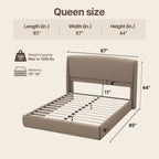 Queen Size Soft Cloud-Feel Bed Frame with Wingback Headboard, Platform Bed with Padded Headboard, No Box Spring Needed, Easy Assembly, Elegant Linen Fabric