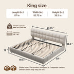 Queen Size Modern Cloud-Feel Bed Frame, 38.5" Tall Cream Upholstered Platform Bed with Thick Soft Headboard & Footboard for Bedroom Apartment