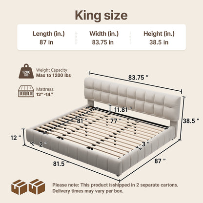 Queen Size Modern Cloud-Feel Bed Frame