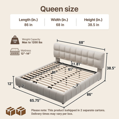 Queen Size Modern Cloud-Feel Bed Frame