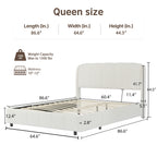 Cloud-Feel Queen Upholstered Platform Bed, Soft Boucle Fabric, Marshmallow Comfort, Headboard & Footboard, Wood Slat Support, Noise-Free, No Box Spring Required, Beige