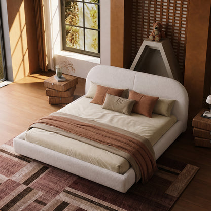 Cloud-Feel Queen Size Boucle Bed Frame