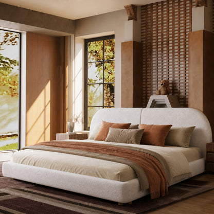 Cloud-Feel Queen Size Boucle Bed Frame