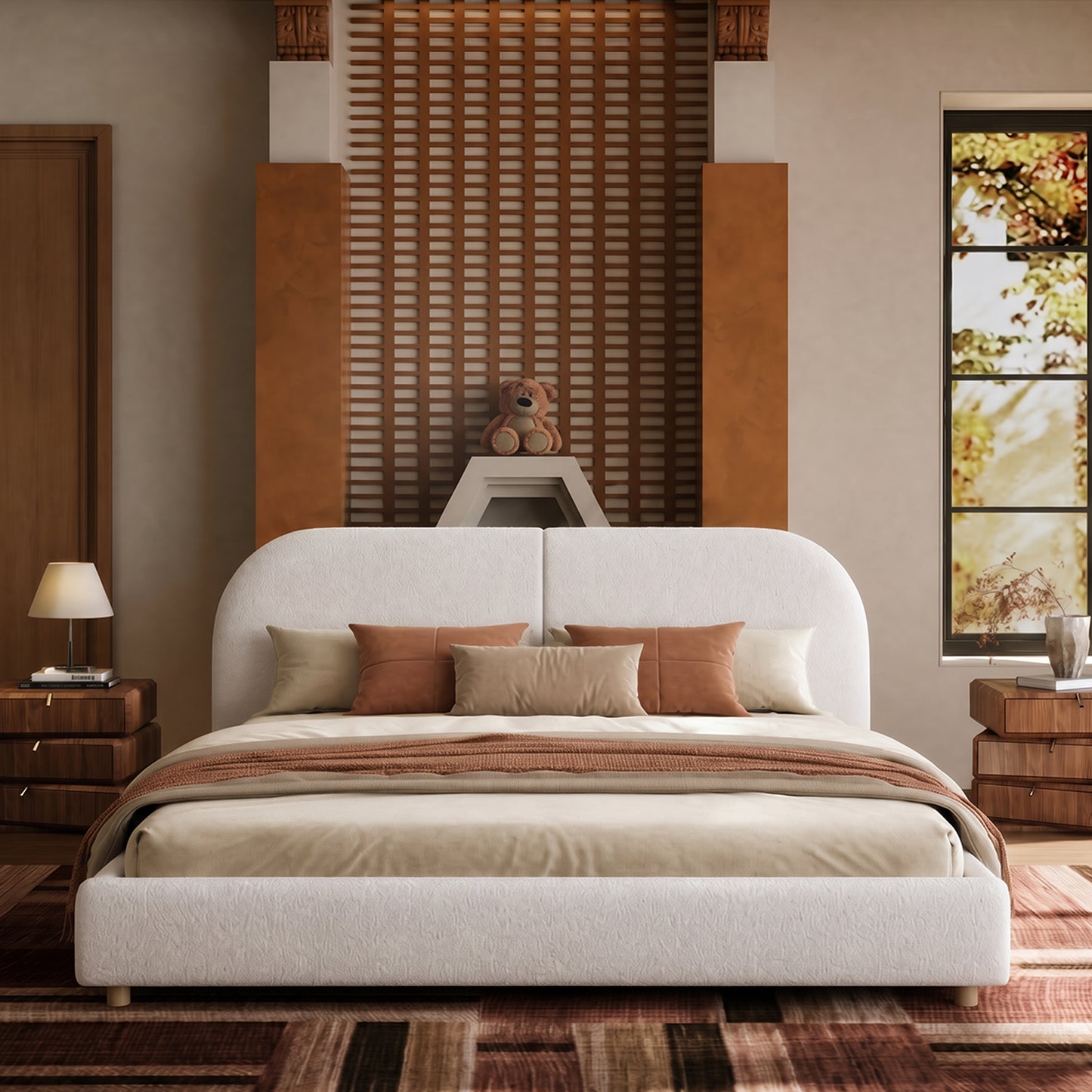 Cloud-Feel Queen Size Boucle Bed Frame