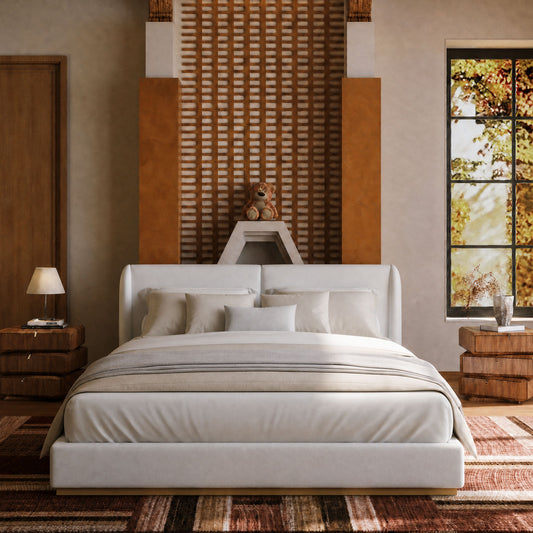 Minimal Medieval Raised Wing Fluffy Cloud Queen Bed Frame