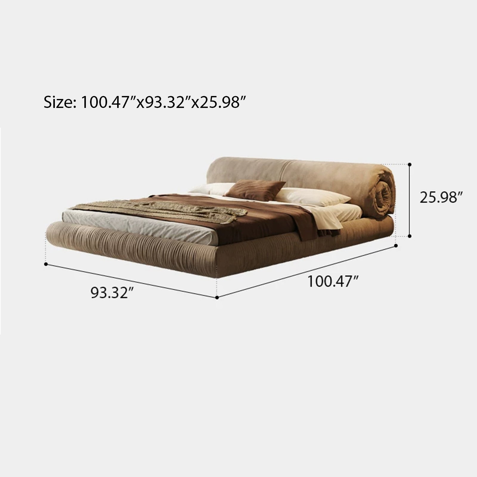 Queen Size Cloud-Feel Bed Frame with Oversized Padded Headboard, Modern Luxury Upholstered Platform Bed, Low Profile Soft Bed Frame with Solid Wood Slats, No Box Spring Needed