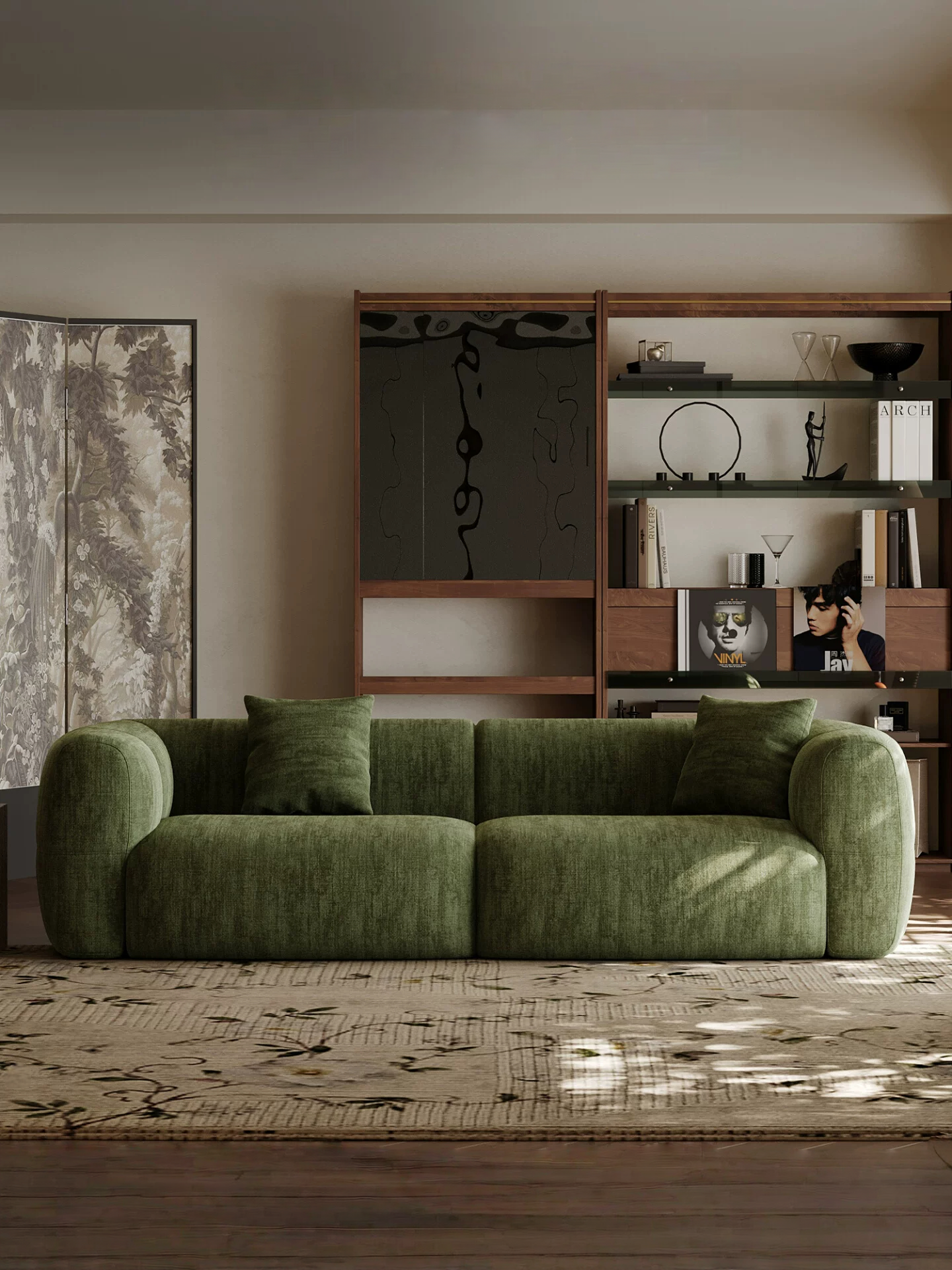 110.24" Large Couch, Comfy Upholstered Loveseat with Extra Deep Seats, Chenill Sofa for Living Room Apartment Office, Green