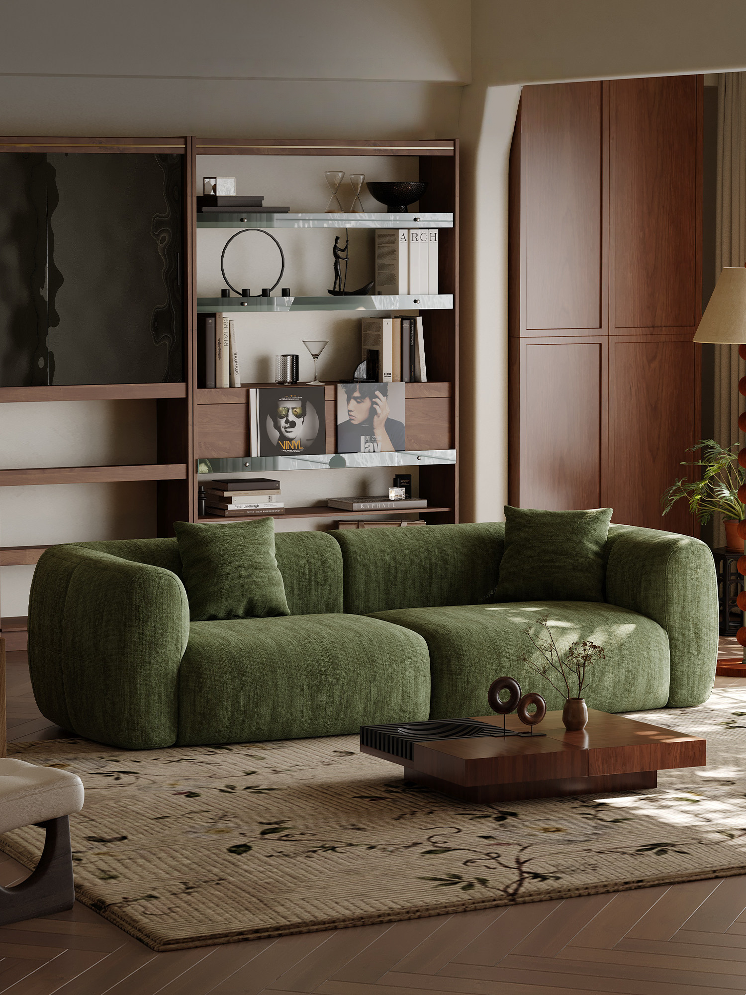 110.24" Large Couch, Comfy Upholstered Loveseat with Extra Deep Seats, Chenill Sofa for Living Room Apartment Office, Green