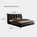 Modern Faux Leather Queen Size Platform Bed, Black Upholstered Platform Bed Frame with Sturdy Wood Slats Support, Noise-Free, Easy Assembly