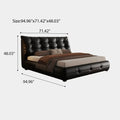 Modern Faux Leather Queen Size Platform Bed, Black Upholstered Platform Bed Frame with Sturdy Wood Slats Support, Noise-Free, Easy Assembly
