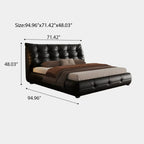 Modern Faux Leather Queen Size Platform Bed, Black Upholstered Platform Bed Frame with Sturdy Wood Slats Support, Noise-Free, Easy Assembly