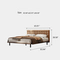 Queen Size Platform Bed Frame with Upholstered Faux Leather Button Tufted Headboard, Mattress Foundation with Wooden Slat Support, No Box Spring Needed, Easy Assembly, Noise Free