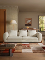 86-Inch Cloud-Feel Boucle Sofa, Modern Upholstered Cloud Couch Durable Comfy Boucle Sofa Deep Seat with Wooden Leg & Pillow Sofas, 3 Seater Couches for Living Room, Bedroom, Apartment, Beige