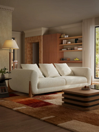 86-Inch Cloud-Feel Boucle Sofa, Modern Upholstered Cloud Couch Durable Comfy Boucle Sofa Deep Seat with Wooden Leg & Pillow Sofas, 3 Seater Couches for Living Room, Bedroom, Apartment, Beige