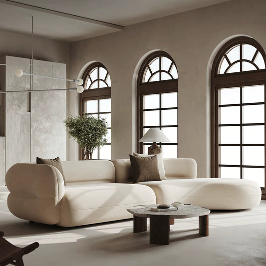 Modern Upholstered Oversized Sectional Sofa, 110-Inch 4-Seater Extra Deep & Wide Seat Curved Cloud-Feel Couchs