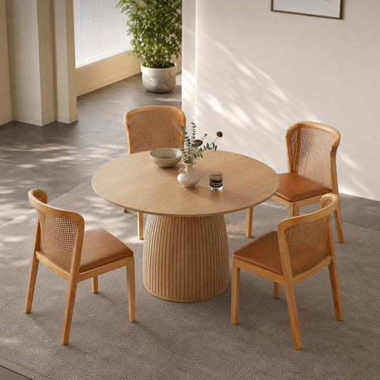 Round Dining Table Modern Wood Kitchen Table 47.24" Circular Tabletop for Leisure Coffee Table OAK.